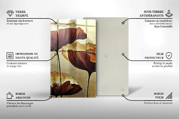 Steklena podloga za rezanje Poslikane boho rože