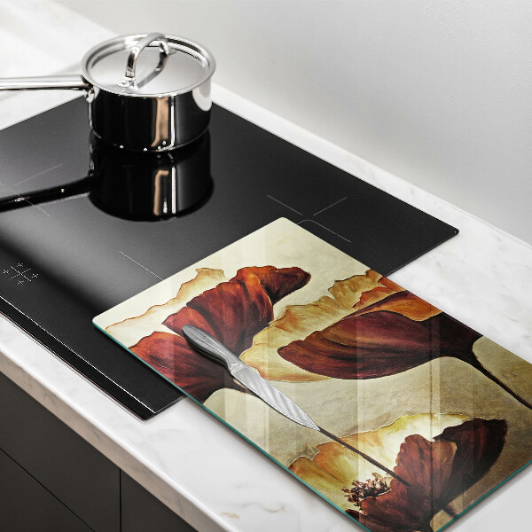 Steklena podloga za rezanje Poslikane boho rože