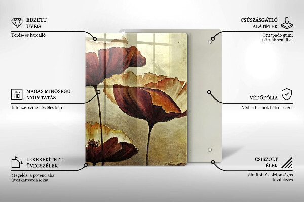 Steklena podloga za rezanje Poslikane boho rože