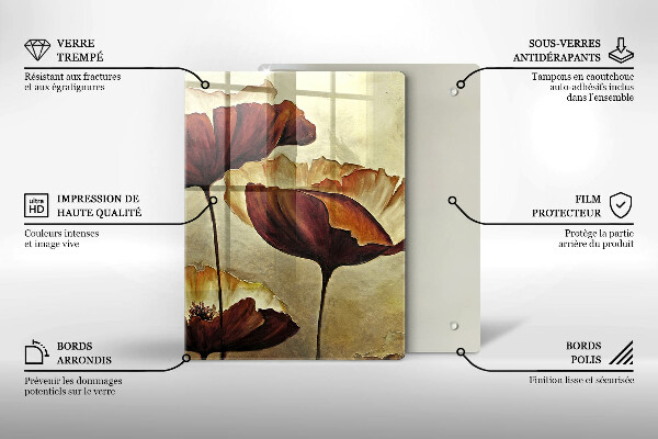 Steklena podloga za rezanje Poslikane boho rože