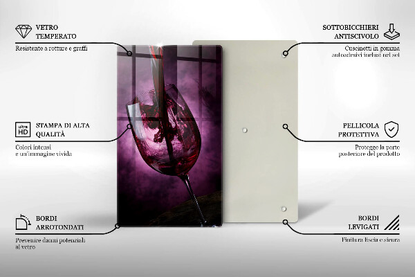 Steklena podloga za rezanje Kozarec vina