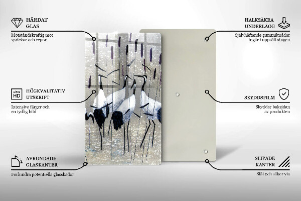 Steklena podloga za rezanje Japonski žerjavi