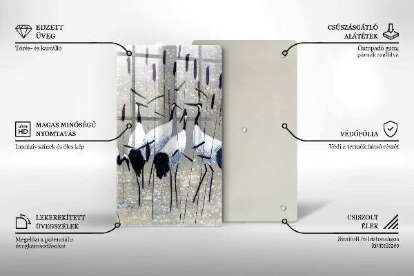 Steklena podloga za rezanje Japonski žerjavi
