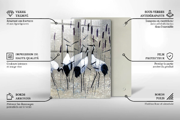 Steklena podloga za rezanje Japonski žerjavi