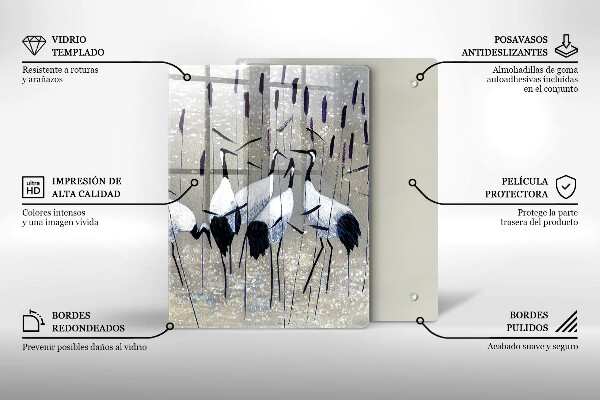 Steklena podloga za rezanje Japonski žerjavi