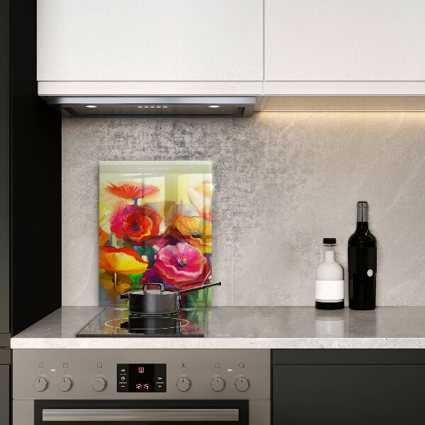 Steklena podloga za rezanje Poslikane pisane rože