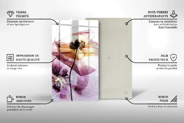 Steklena podloga za rezanje Nežni cvetovi