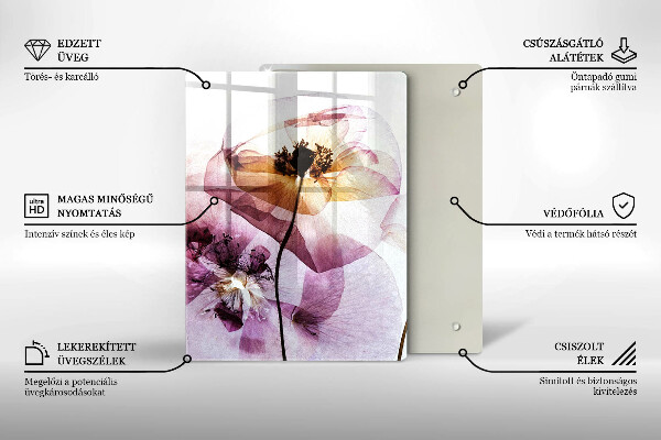 Steklena podloga za rezanje Nežni cvetovi