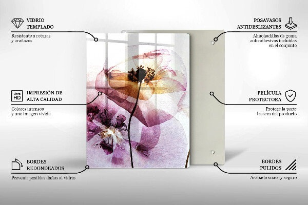 Steklena podloga za rezanje Nežni cvetovi