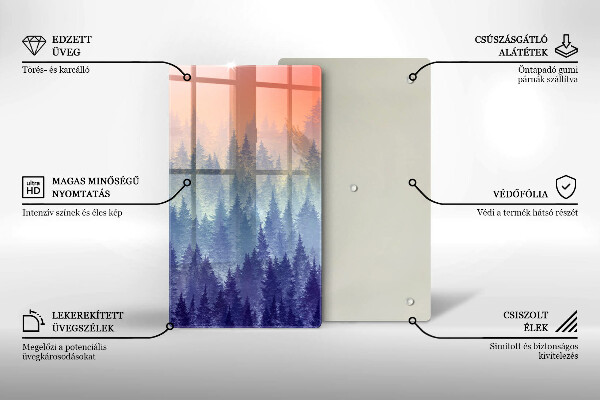 Steklena podloga za rezanje Gozd ob sončnem zahodu