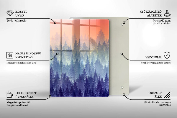 Steklena podloga za rezanje Gozd ob sončnem zahodu