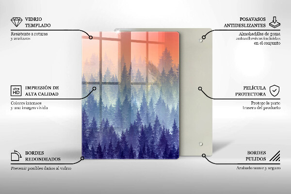 Steklena podloga za rezanje Gozd ob sončnem zahodu