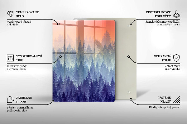 Steklena podloga za rezanje Gozd ob sončnem zahodu