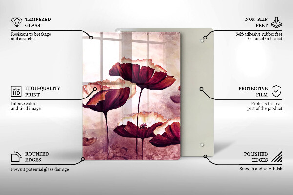 Steklena podloga za rezanje Slikanje rož