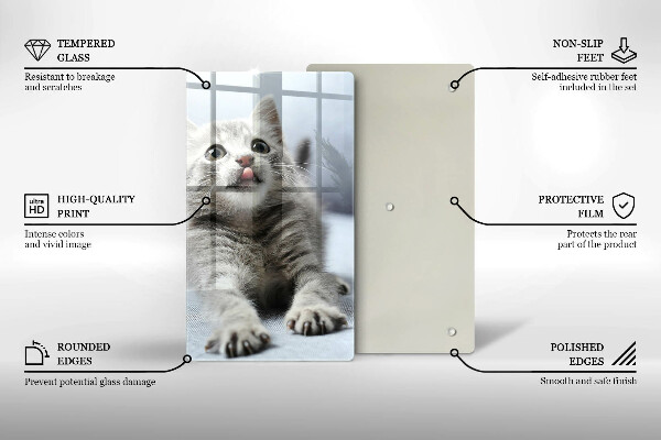 Steklena podloga za rezanje Majhna ljubka mucka