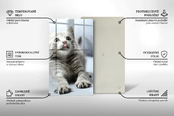 Steklena podloga za rezanje Majhna ljubka mucka