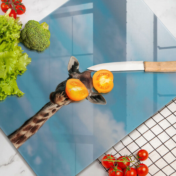 Steklena podloga za rezanje Žirafa in nebo