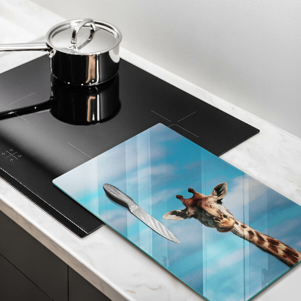 Steklena podloga za rezanje Žirafa in nebo