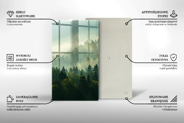 Steklena podloga za rezanje Krajinski pogled na gozd