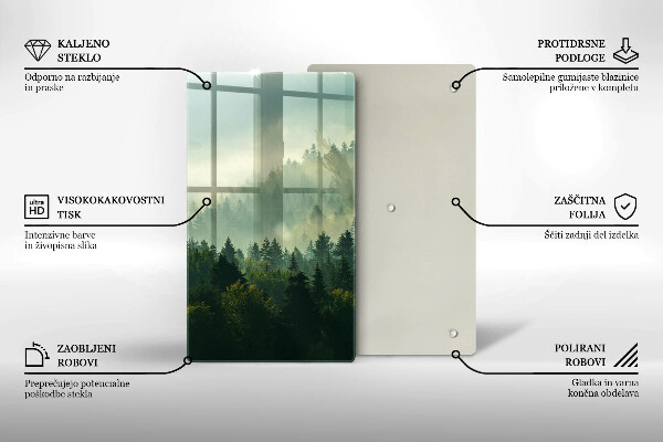 Steklena podloga za rezanje Krajinski pogled na gozd