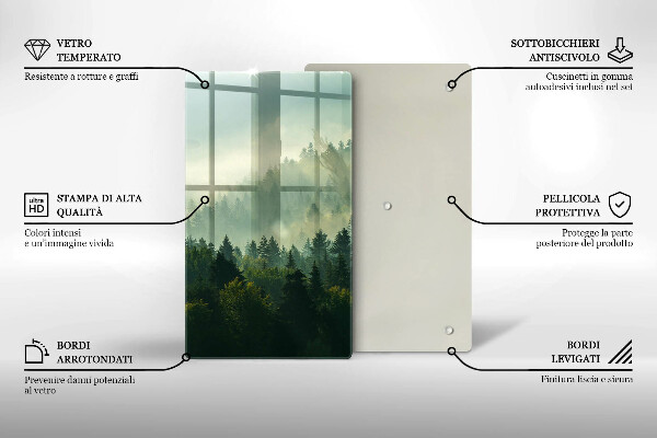 Steklena podloga za rezanje Krajinski pogled na gozd