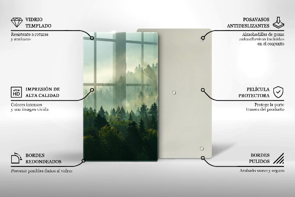 Steklena podloga za rezanje Krajinski pogled na gozd