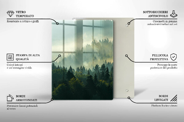 Steklena podloga za rezanje Krajinski pogled na gozd