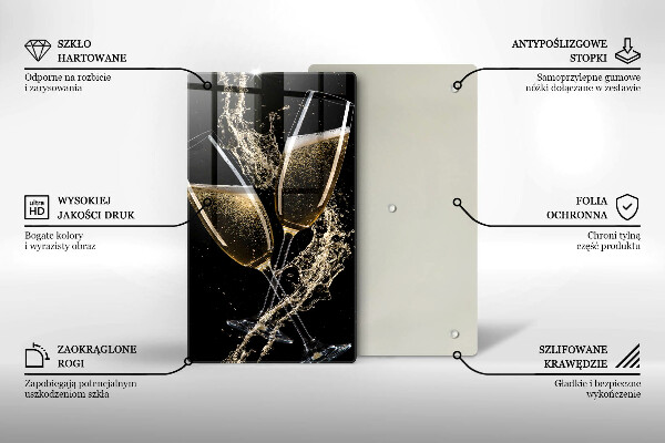 Steklena podloga za rezanje Kozarci za šampanjec