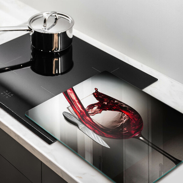 Steklena podloga za rezanje Kozarec in rdeče vino