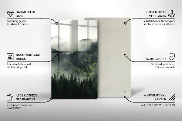 Steklena podloga za rezanje Gozdna in meglena pokrajina