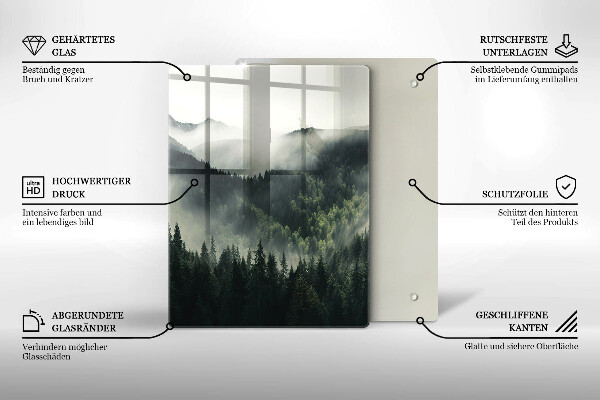 Steklena podloga za rezanje Gozdna in meglena pokrajina