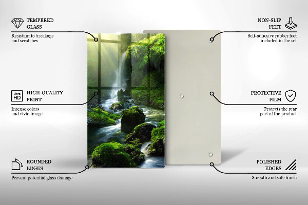 Steklena podloga za rezanje Slap v džungli