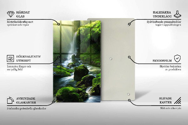 Steklena podloga za rezanje Slap v džungli