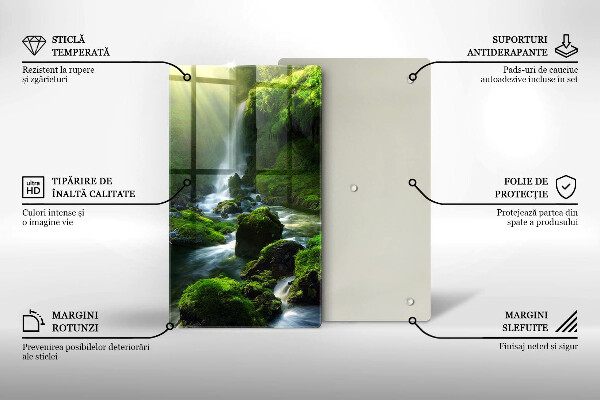 Steklena podloga za rezanje Slap v džungli