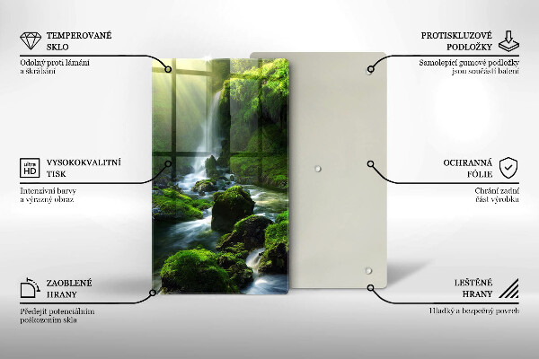 Steklena podloga za rezanje Slap v džungli