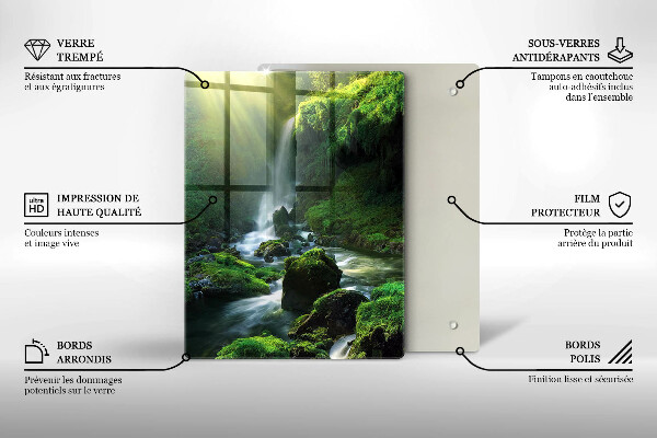 Steklena podloga za rezanje Slap v džungli