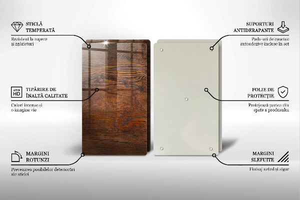 Steklena podloga za rezanje Temna lesena plošča