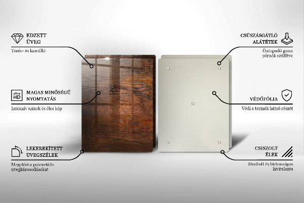 Steklena podloga za rezanje Temna lesena plošča