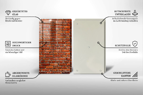 Steklena podloga za rezanje Stena iz opečne stene
