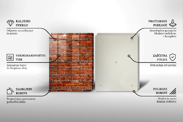 Steklena podloga za rezanje Stena iz opečne stene
