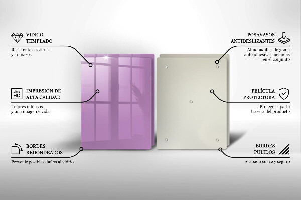Steklena podloga za rezanje Vijolična barva