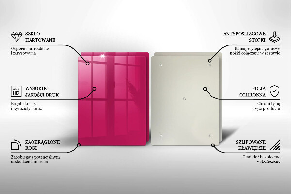 Steklena podloga za rezanje Roza barva