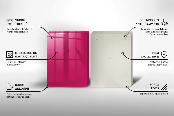 Steklena podloga za rezanje Roza barva