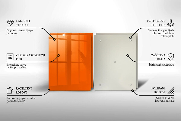 Steklena podloga za rezanje oranžna barva
