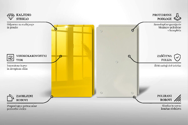 Steklena podloga za rezanje Rumena