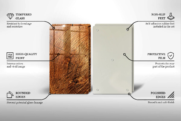 Steklena podloga za rezanje Lesno zrno drevesa