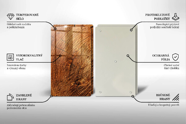 Steklena podloga za rezanje Lesno zrno drevesa