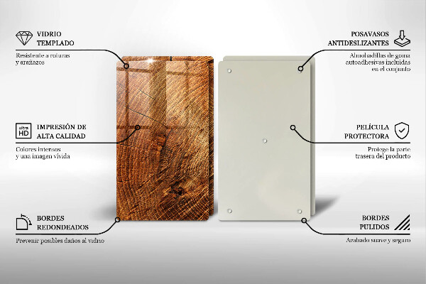 Steklena podloga za rezanje Lesno zrno drevesa