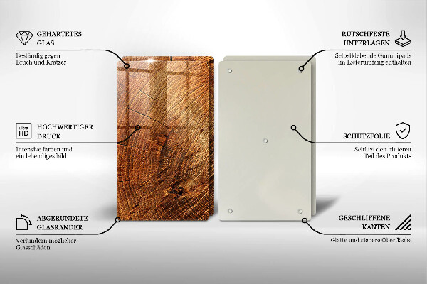 Steklena podloga za rezanje Lesno zrno drevesa