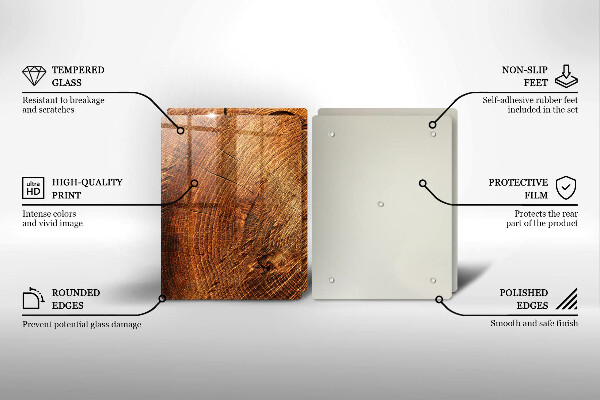 Steklena podloga za rezanje Lesno zrno drevesa